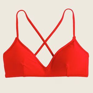 NWT J. Crew French Cross-back Bikini Top Color Bright Cerise Size XL
